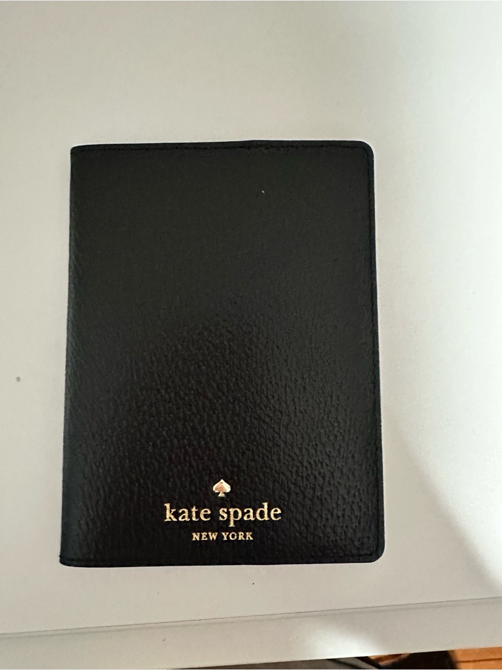 kate spade Black Leather Travel Passport Cover with Gold Logo